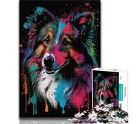 1000 Pieces for Adults Shetland Sheepdog Colourful Jigsaw Puzzles for Adults 1000,Challenging Game Toys for Is Ideal As A Gift for The Whole Family 50x75cm