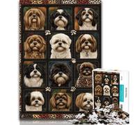 1000 Pieces for Adults Shih Tzu Dogs Collage Jigsaw Puzzles for Adults 1000 Pieces,for Is Ideal As A Gift for The Whole Family for And 14 Years Old 26x38cm