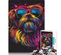 1000 Pieces for Adults Shih Tzu Neon 1000 Pieces Jigsaw Puzzles For Teens And Adults,is Ideal As Gifts for The Whole Family for And Age 14 26x38cm