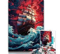 1000 Pieces for Adults Ship Sailing on Wave Jigsaw Puzzles for Teenagers 1000 Piece,Toys Educational Games Stress Relieving Great Gifts And Toys 26x38cm