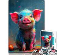 1000 Pieces for Adults Smiling Cute Piggy Jigsaws 1000 Pieces for Adults,Educational Game for Birthday, Chrismas for And 14 Years Old 50x75cm