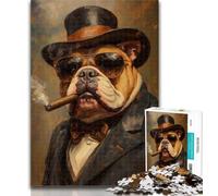 1000 Pieces for Adults Smoking Bulldog Jigsaw Puzzles for Adults 1000 Piece,Toys Educational Games Stress Relieving Unique Home Decor And Gifts 26x38cm