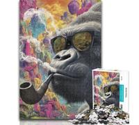1000 Pieces for Adults Smoking Chimpanzee 1000 Pieces Jigsaw Puzzles For Teens And Adults,is Ideal As Gifts for The Whole Family for And Age 14 50x75cm