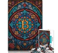 1000 Pieces for Adults Stained Glass Bitcoin Jigsaw Puzzles for Teenagers 1000 Pieces,Family Game Stress Reliever Difficult Challenge Secret Santa Gifts 50x75cm