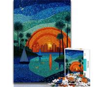 1000 Pieces for Adults Stained Glass City Jigsaws 1000 Pieces for Adults,is Ideal As A Gift for The Whole Family Suitable for And 14 (38x26cm)
