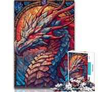 1000 Pieces for Adults Stained Glass Dragon 1000 Piece Jigsaw Puzzle for Adults Teens,Vibrant And Unique Design Relaxing & Challenging Puzzle Experience (50x75cm)