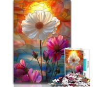1000 Pieces for Adults Stained Glass Flowers 1000 Pieces Jigsaw Puzzles For Teens And Adults,is Ideal As Gifts for The Whole Family for And Age 14 26x38cm