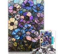 1000 Pieces for Adults Stained Glass Flowers Jigsaws 1000 Pieces for Adults,is Ideal As A Gift for The Whole Family Suitable for And 14 26x38cm