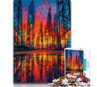 1000 Pieces for Adults Stained Glass Forest 1000 Pieces Jigsaw Puzzle For Adults Teens,Toys Educational Games Stress Relieving Great Gifts And Toys (26x38cm)