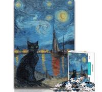 1000 Pieces for Adults Starry Sky Cat 1000 Piece Jigsaw Puzzles for Teenagers,Classic Educational Games Beautiful Decoration 50x75cm