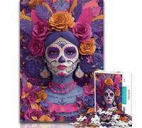 1000 Pieces for Adults Sugar Skull Woman Jigsaw Puzzle 1000 Pieces for Adults,Train Your Brain And Hands Birthday Present, Gifts 50x75cm