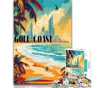 1000 Pieces for Adults Surfing Gold Coast Puzzles for Adults And Teenagers,Stress Reliever Difficult Challenge Unique Home Decor And Gifts 75x50cm