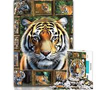 1000 Pieces for Adults Tiger Collage Jigsaw Puzzles for Adults 1000 Pieces,Artistic Wall Decor & Birthday Gift Idea for Friends, Home Office 50x75cm