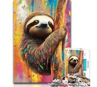 1000 Pieces for Adults Tree-climbing Sloth 1000 Piece Jigsaw Puzzles for Adults Gifts,Artists Collection, Fine Art for Age 14 Years Up 50x75cm