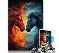 1000 Pieces for Adults Two Fire Horses Jigsaw Puzzles for Adults 1000 Piece,Toys Educational Games Stress Relieving Unique Home Decor And Gifts 26x38cm