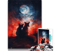 1000 Pieces for Adults Two Foxes on The Night Jigsaw Puzzles for Adults 1000,Challenging Game Toys for Is Ideal As A Gift for The Whole Family 26x38cm