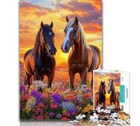 1000 Pieces for Adults Two Horses Jigsaw Puzzles for Teenagers,Learning Educational Toy for Is Ideal As A Gift for The Whole Family 50x75cm