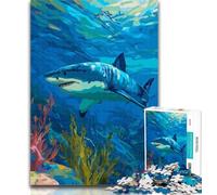 1000 Pieces for Adults Undersea Shark 1000 Piece Jigsaw Puzzles for Teenagers,for Age 14+ Impossible Game Best Gift for Adults And Teenagers 50x75cm