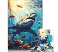 1000 Pieces for Adults Undersea Shark Jigsaw Puzzles for Teenagers,Learning Educational Toy for Is Ideal As A Gift for The Whole Family 50x75cm