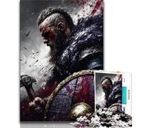 1000 Pieces for Adults Viking Knight Shield Jigsaws 1000 Pieces for Teenagers,Stress Reliever Staycation Kill Time Funny Gift (38x26cm)