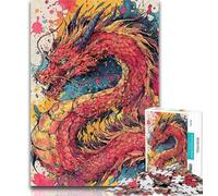1000 Pieces for Adults Watercolor Dragon Jigsaws Puzzles 1000 Pieces for Teenagers Gifts,Unique Birthday And Gifts for Age 14+ 50x75cm
