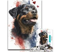 1000 Pieces for Adults Watercolor Rottweiler Jigsaws Puzzles 1000 Pieces for Teenagers Gifts,Unique Birthday And Gifts for Age 14+ 26x38cm