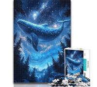 1000 Pieces for Adults Whales Under The Starry Sky 1000 Piece Jigsaw Puzzles for Teenagers,with Matching Poster And Trivia Sheet for Age 14 Years Up 50x75cm
