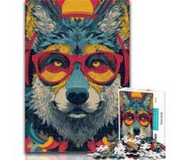 1000 Pieces for Adults Wolf with Headphones Jigsaw Puzzles for Adults 1000 Pieces,Artistic Wall Decor & Birthday Gift Idea for Friends, Home Office 26x38cm
