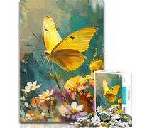 1000 Pieces for Adults Yellow Butterfly Oil Painting Jigsaw Puzzles for Teenagers 1000 Piece,Toys Educational Games Stress Relieving Great Gifts And Toys 26x38cm