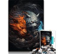 1000 Pieces for Adults Ying Yang Dragon And Tiger Jigsaw Puzzles for Adults 1000 Pieces,Educational Games Home Decoration Artists Collection, Fine Art 50x75cm