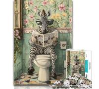 1000 Pieces for Adults Zebra on The Toilet 1000 Piece Jigsaw Puzzle for Adults Teens,Vibrant And Unique Design Relaxing & Challenging Puzzle Experience 26x38cm