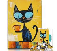 1000 Pieces for Teenagers Abstract Art Black Cat 1000 Piece Jigsaw Puzzles for Adults,Toy Intellectual Game Artists Collection, Fine Art 50x75cm