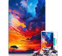 1000 Pieces for Teenagers African Grassland Sunset 1000 Piece Jigsaw Puzzle for Adults Teens,Family Game Stress Reliever Difficult Challenge Great Gifts And Toys 50x75cm
