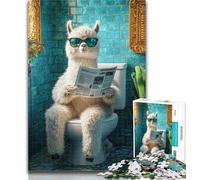 1000 Pieces for Teenagers Alpaca on The Toilet 1000 Pieces Jigsaw Puzzles For Teens And Adults,Train Your Brain And Hands Birthday Present, Gifts 50x75cm
