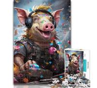 1000 Pieces for Teenagers Animal Art Pig 1000 Piece Jigsaw Puzzles for Teenagers,Relax Games Is Ideal As A Gift for The Whole Family 26x38cm