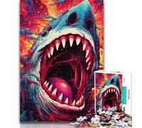 1000 Pieces for Teenagers Animal Art Shark Puzzles 1000 Pieces for Adults,for Is Ideal As A Gift for The Whole Family for And 14 Years Old 75x50cm
