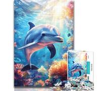 1000 Pieces for Teenagers Animal Dolphin 1000 Piece Jigsaw Puzzle for Adults Teens,Family Game Stress Reliever Difficult Challenge Great Gifts And Toys 50x75cm