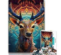 1000 Pieces for Teenagers Animal Reindeer Jigsaws 1000 Pieces for Adults,Toys Educational Games Stress Relieving Artists Collection, Fine Art 26x38cm