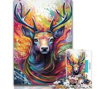 1000 Pieces for Teenagers Animal Reindeer Jigsaws 1000 Pieces for Adults,Toys Educational Games Stress Relieving Artists Collection, Fine Art 26x38cm