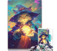 1000 Pieces for Teenagers Anime Cat Witch Jigsaws 1000 Pieces for Adults,Toys Educational Games Stress Relieving Artists Collection, Fine Art 75x50cm