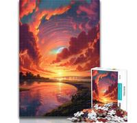 1000 Pieces for Teenagers Anime Sunset Pirate Ship 1000 Pieces Jigsaw Puzzles for Adults And Teens,with Fully Interlocking Randomly Shaped Pieces for And 14 Years Old 26x38cm