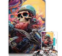 1000 Pieces for Teenagers Art Skull Motorcycle 1000 Pieces Jigsaw Puzzles for Adults And Teens,with Fully Interlocking Randomly Shaped Pieces for And 14 Years Old 50x75cm