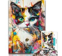 1000 Pieces for Teenagers Artistic Cat Oil Painting Adult Jigsaws 1000 Pieces Difficult,Toys Educational Games Stress Relieving Unique Home Decor And Gifts 50x75cm