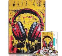 1000 Pieces for Teenagers Artistic Headphones Jigsaw Puzzles for Adults 1000 Pieces,for Home Decoration for Age 14 Years Up 26x38cm