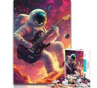 1000 Pieces for Teenagers Astronaut Playing Guitar Jigsaws Puzzles 1000 Pieces for Teenagers Gifts,Educational Game for Birthday, Chrismas for And 14 Years Old 26x38cm