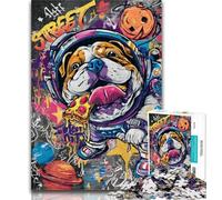 1000 Pieces for Teenagers Astronaut Pug Adult Jigsaws 1000 Pieces Difficult,Toys Educational Games Stress Relieving Unique Home Decor And Gifts 50x75cm