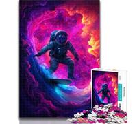 1000 Pieces for Teenagers Astronaut Space Surfing 1000 Pieces Jigsaw Puzzles for Adults And Teens,with Fully Interlocking Randomly Shaped Pieces for And 14 Years Old 26x38cm