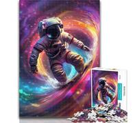 1000 Pieces for Teenagers Astronaut Space Surfing Jigsaws 1000 Pieces for Adults,Toys Educational Games Stress Relieving Artists Collection, Fine Art 75x50cm