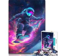 1000 Pieces for Teenagers Astronaut Surfing 1000 Piece Jigsaw Puzzle for Adults And Teenagers,Educational Games Home Decoration Artists Collection, Fine Art 75x50cm