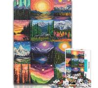 1000 Pieces for Teenagers Aurora Collage Jigsaw Puzzles 1000 Pieces for Adults Teens,Family Game Stress Reliever Difficult Challenge Great Gifts And Toys 26x38cm